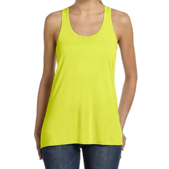 Long Acid Yellow Pima Cotton Ribbed Singlet Tank Top - Picture 1 of 14